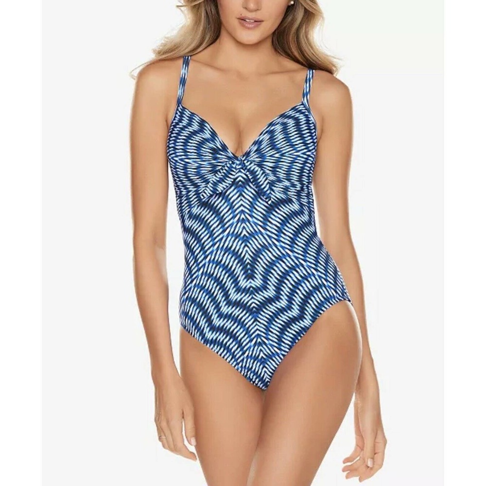 MIRACLESUIT NEW Women's Swim Suit Hypnotique Bette Underwire Blue Size 14